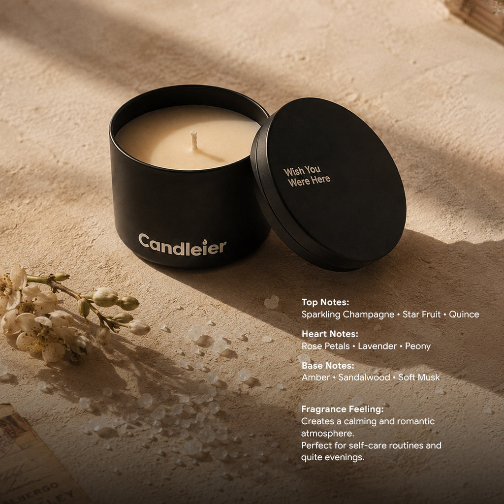 Wish You Were Here Tin Candle